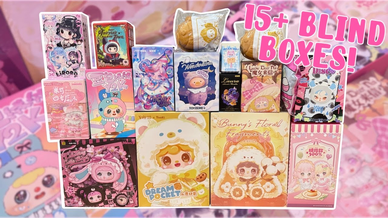 YouTube post by @Meivu for kikagoods. Caption reads: MASSIVE BLIND BOX UNBOXING from KikaGoods! LIRORO....