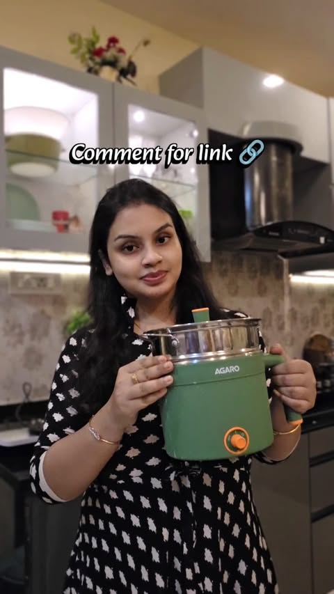 Instagram post by @riya_adhikari_mua for AGARO Lifestyle. Caption reads: [...] #agaro #multipurposekettle #ad....
