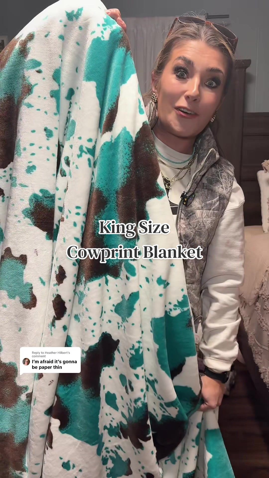 TikTok post by @youseekait_style for Dani Morgans. Caption reads: Replying to @Heather Hilbert these cowprint....