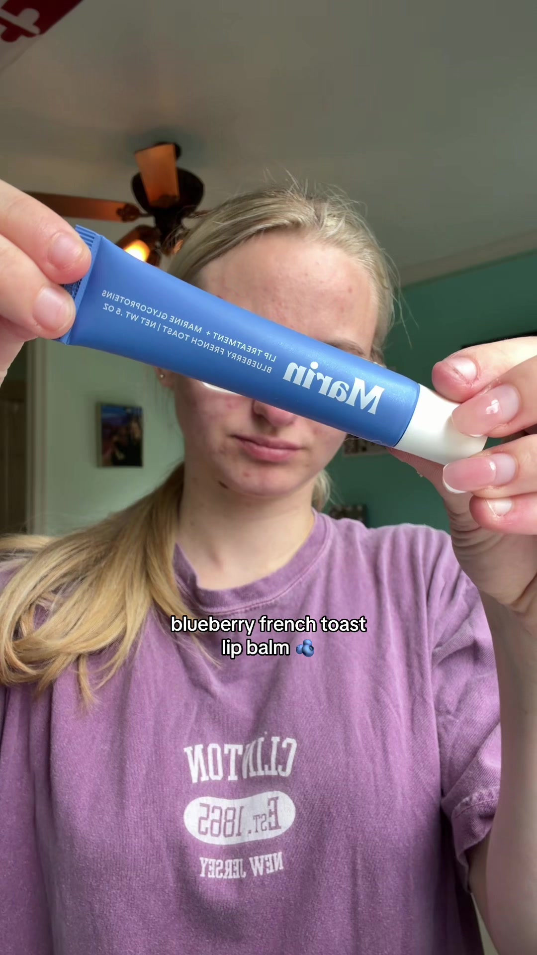 TikTok post by @pipercrawford6 for Marin Skincare. Caption reads: [...] my FAVEEEE *contains shellfish!!*....