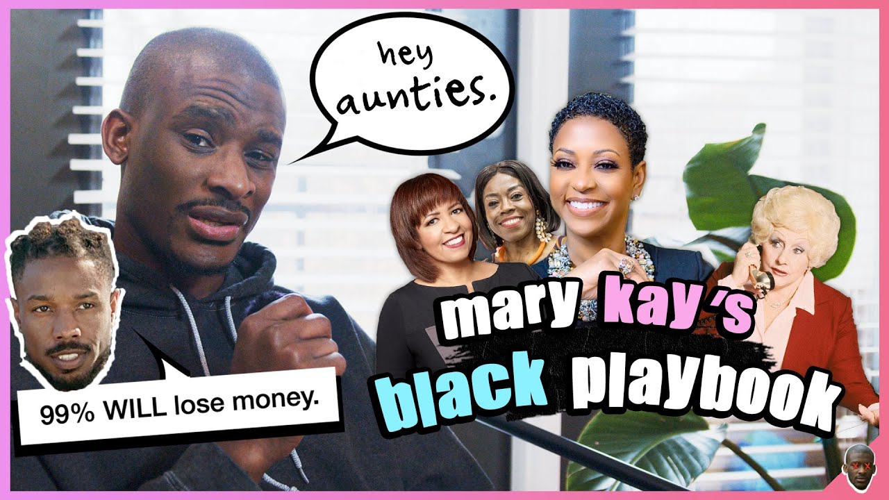 YouTube post by @CamJames for Mary Kay. Caption reads: Mary Kay "Aunties" Scam Black People..