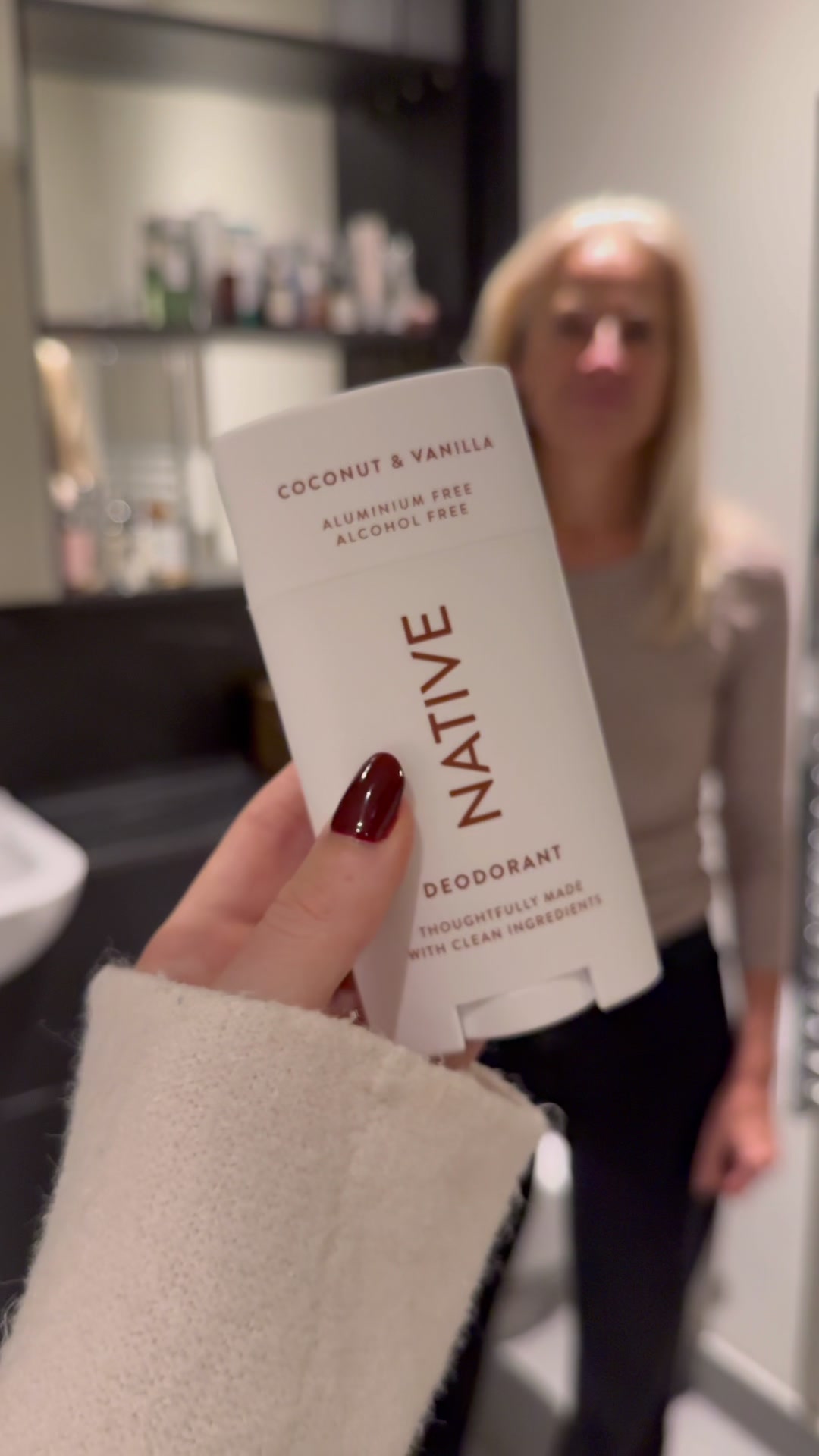 TikTok post by @tabsheadingtonwellness for Native. Caption reads: AD | Almond Mum approved… Stocking up on @Native....