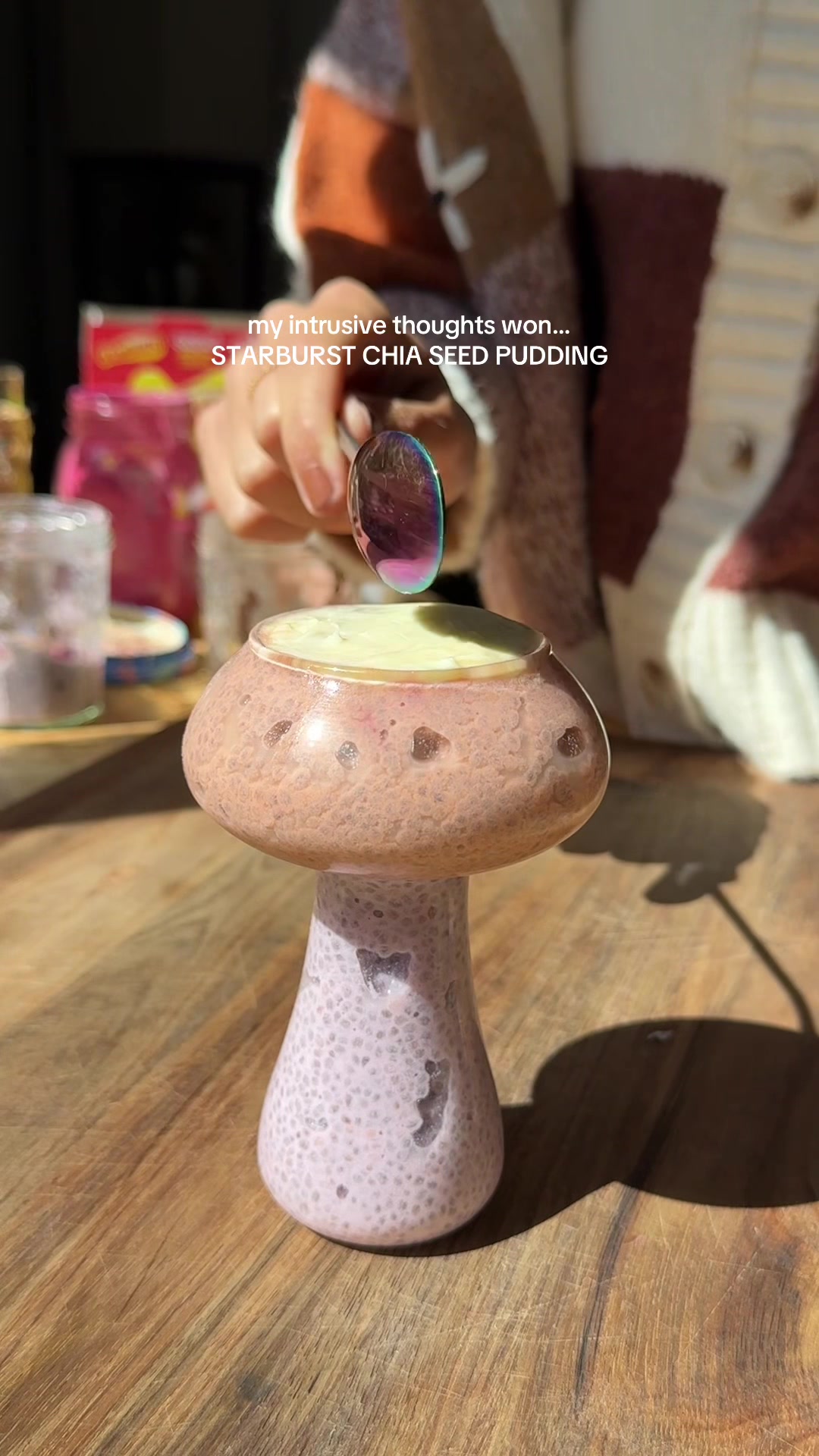TikTok post by @jennaliveswell for Singles To Go. Caption reads: why is this actually the best chia pudding I’ve....