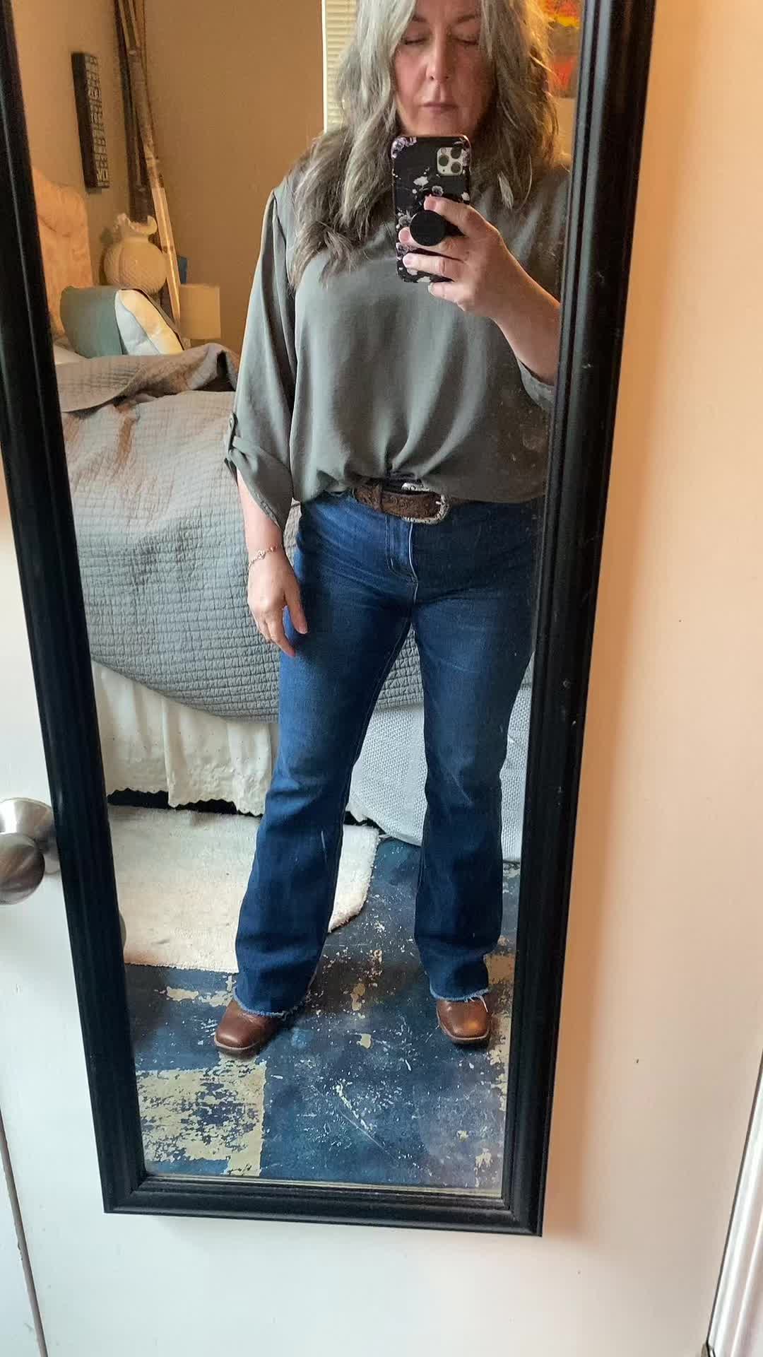 TikTok post by @chimamma2020 for Emma Lous Boutique. Caption reads: [...] jeans are my absolute favorite. @Emma Lous....