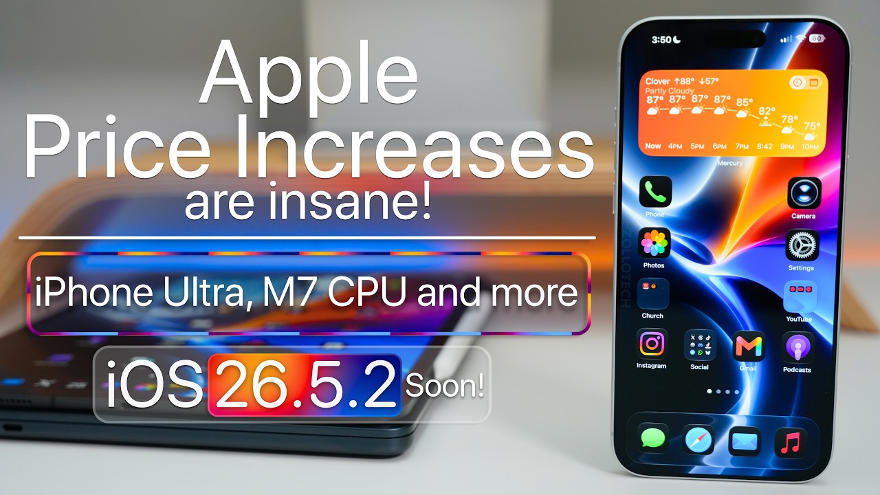 YouTube post by @zollotech for Howl. Caption reads: Apple Price Increases Are Insane! - iPhone Ultra,....