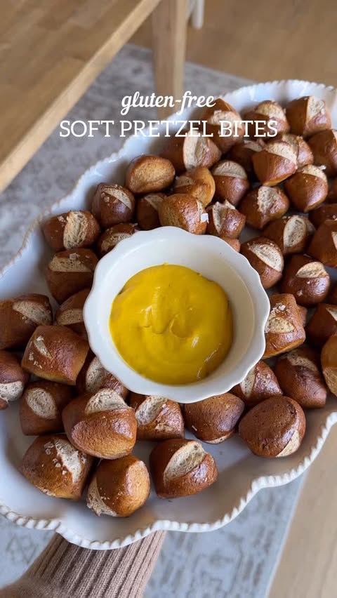 Instagram post by @meaningfuleats for King Arthur Baking Company. Caption reads: Gluten-Free Soft Pretzels! 🥨 Type “RECIPE” in the....