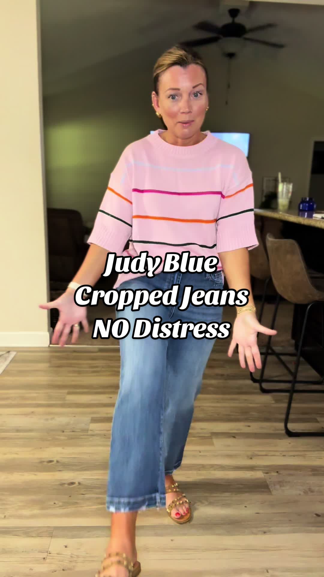 TikTok post by @oneoutnumberedmama for Freckled Poppy. Caption reads: #judybluejeans #judyblue #croppedjeans #jeans....
