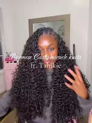 TikTok post by @sontioriya for Tahikie Hair Shop. Caption reads: In loveeee with this crochet burmese curly with....