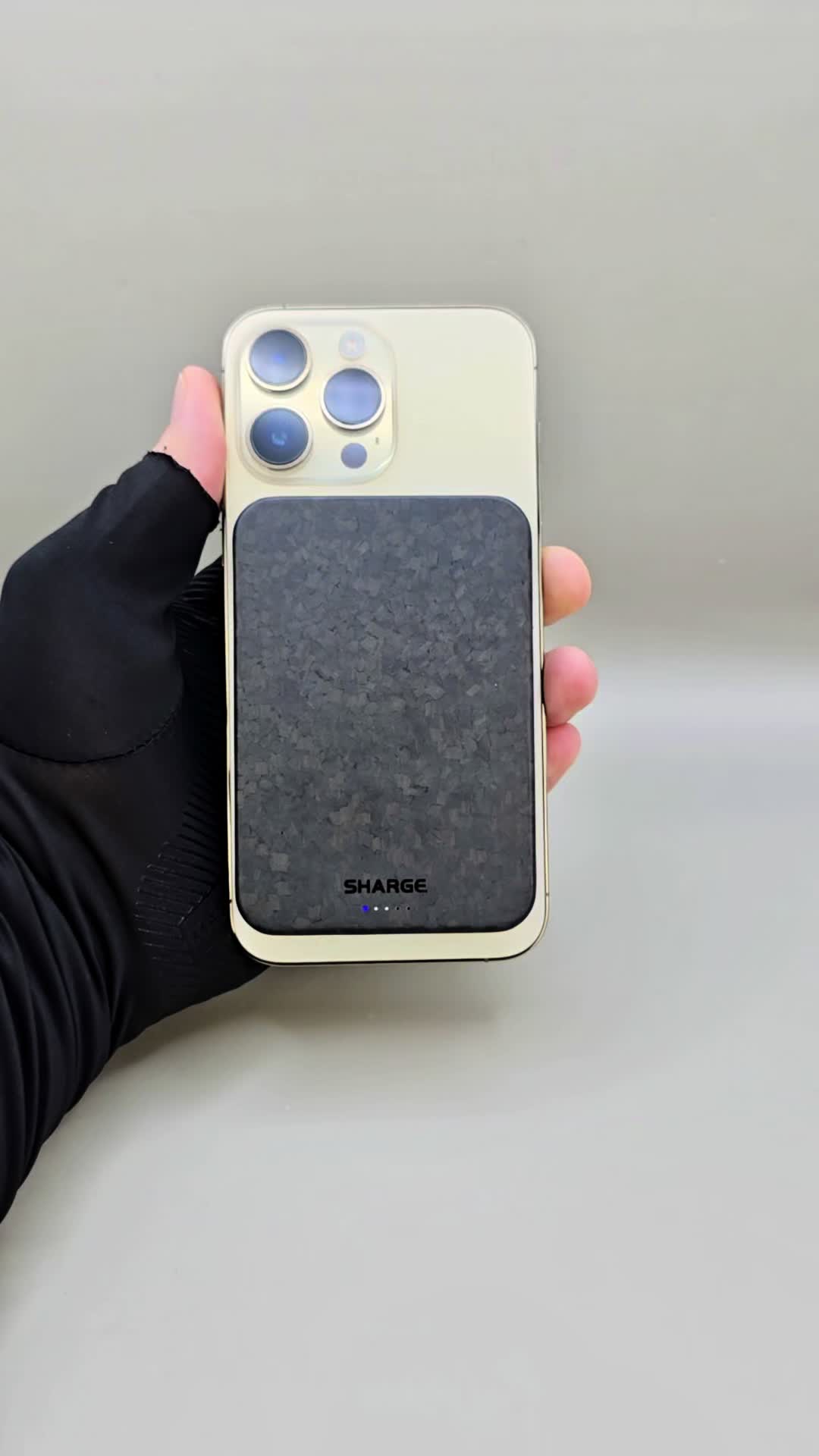 TikTok post by @ghoularena for Sharge. Caption reads: CarbonMag (10K) PowerBank from @SHARGE . Product....