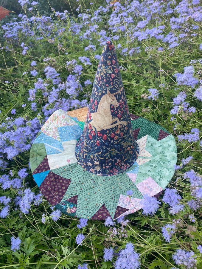 Instagram post by @theprairiemisfit for Spoonflower. Caption reads: this is the last ready-made restock of witch hats....