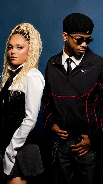 Instagram post by @partyoftwo for Apple Music. Caption reads: @partyoftwo drops by The @travismills Show to....