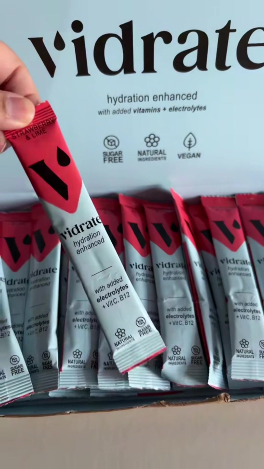 TikTok post by @fus099 for ViDrate. Caption reads: @Vidrate electrolytes #fyp #yoursign #gym #health....