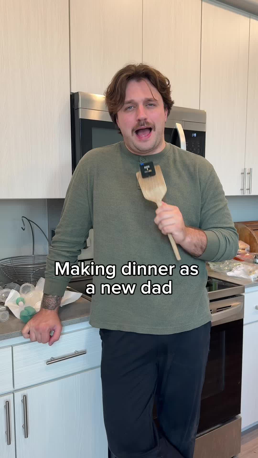 TikTok post by @_austin_wallace_ for Blue Apron. Caption reads: Glad baby girl liked it. Use code AUSTIN for 50%....