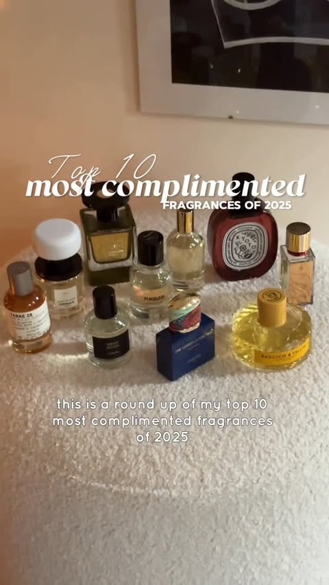 Instagram post by @thfragrancevault for Diptyque. Caption reads: Top 10 most complimented fragrances of 2025 ✨

The....