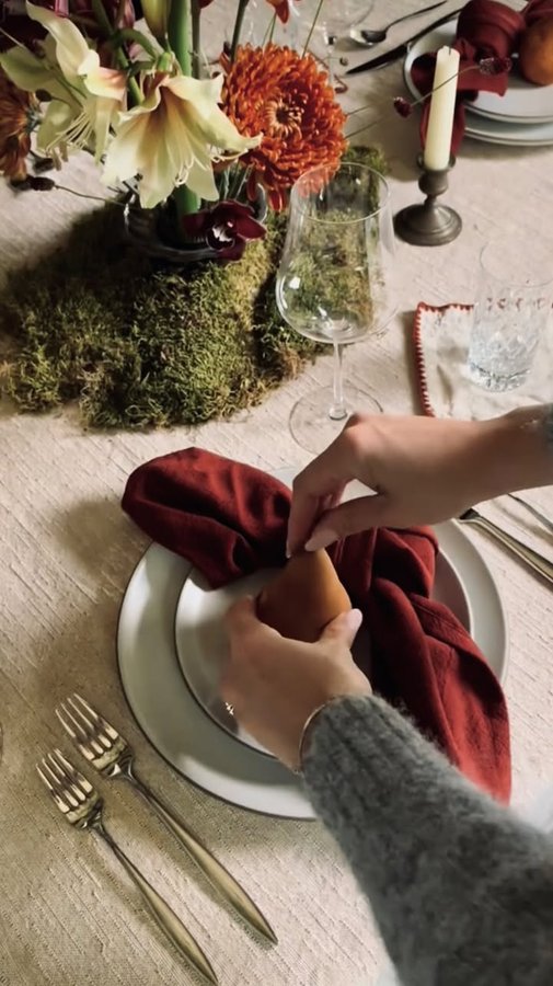 Instagram post by @rachel_forslund for Coyuchi. Caption reads: [...] the table. I recently partnered with....