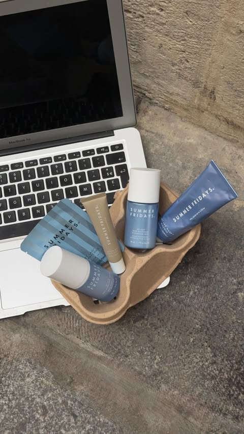 Instagram post by @elisalevallois for Summer Fridays. Caption reads: I’m so jet lagged but my skincare is right on time....