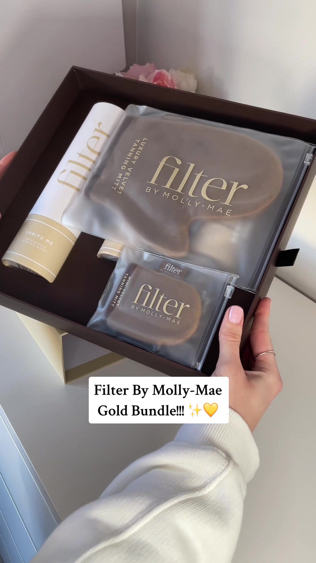 TikTok post by @anna.stockwell for FILTER BY MOLLY-MAE. Caption reads: [...] so grab yours while they last!! 💛....