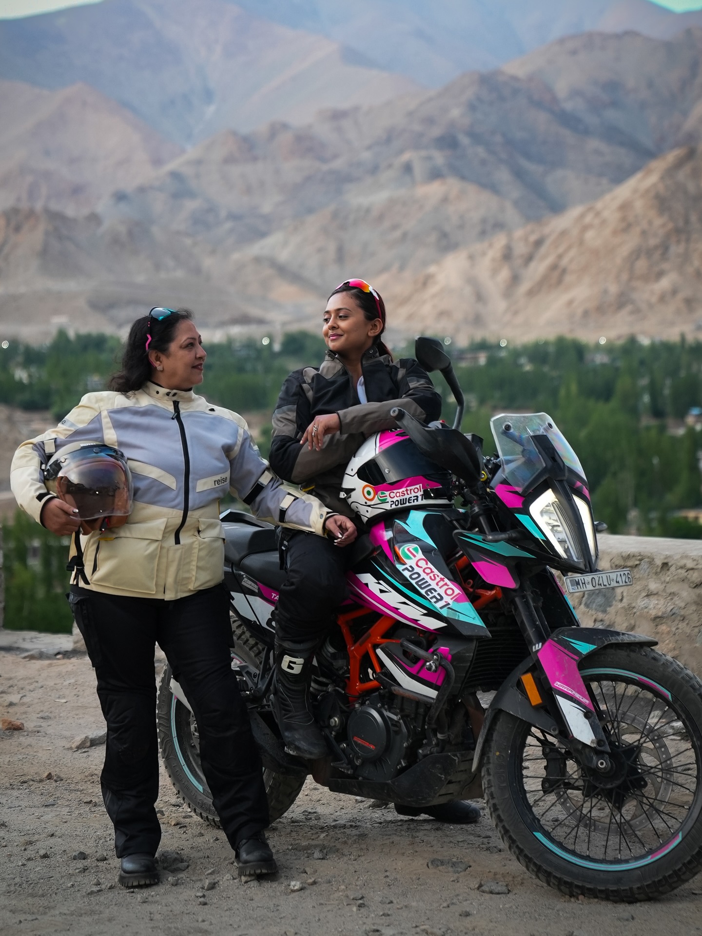 Instagram post by @fi.tanishaa for Castrol. Caption reads: Two generations, one passion. Riding with power,....