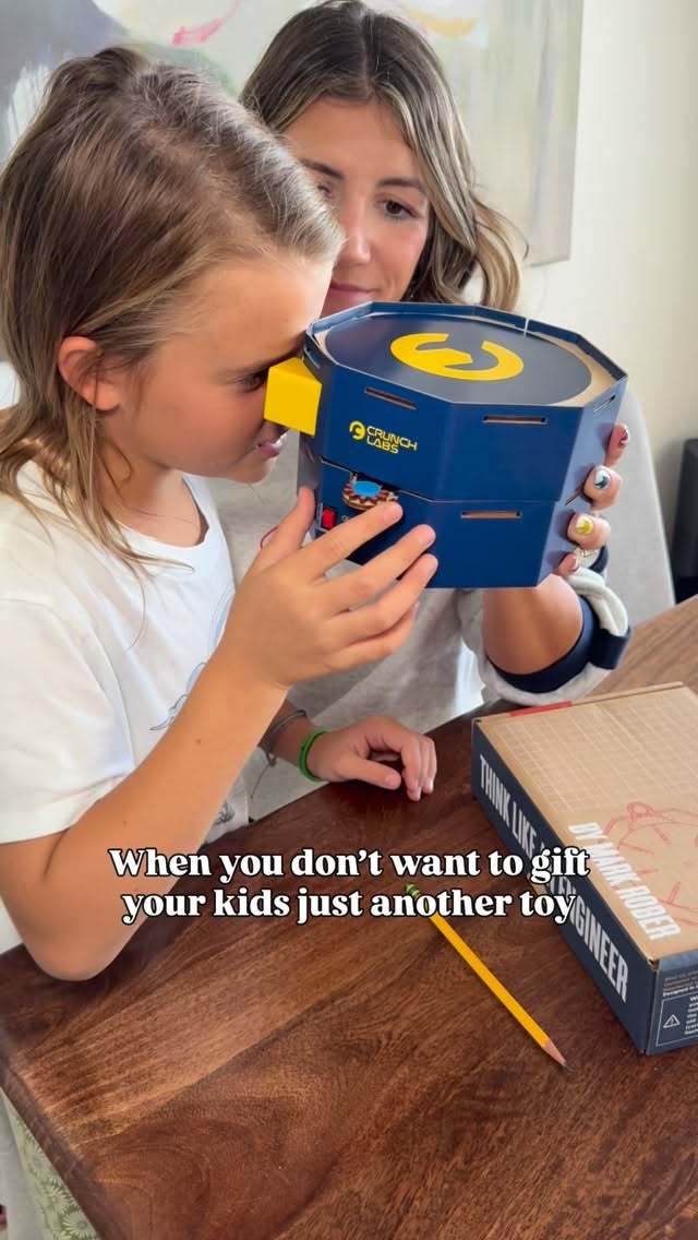 Instagram post by @thegilmartinfamily for CrunchLabs. Caption reads: Less screen time, more build time! 🙌 @crunchlabs....