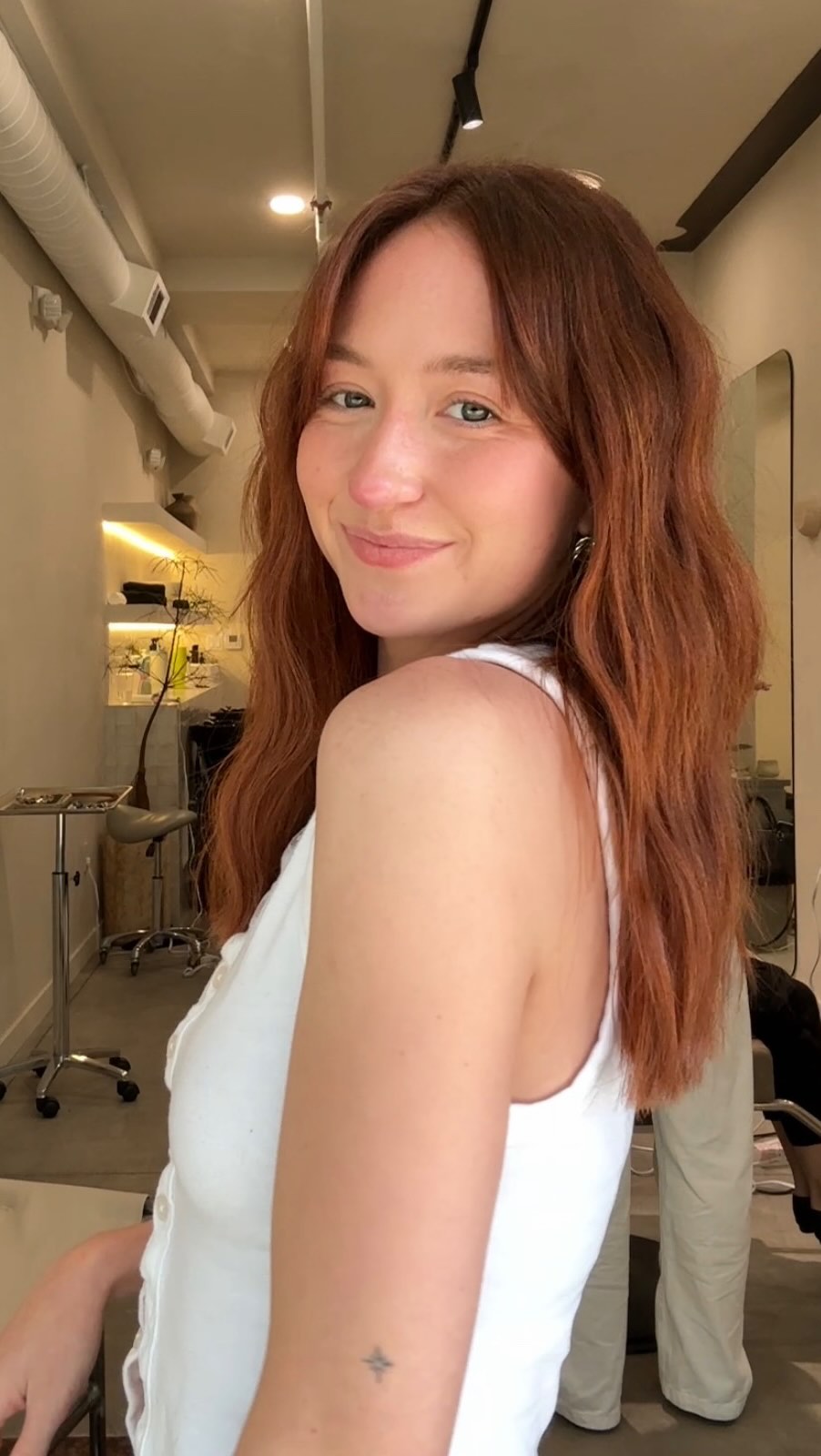 Instagram post by @sarahcklein for Donna Bella Hair. Caption reads: fullness that blends seamlessly!! Donna Bella’s....