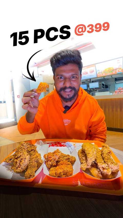 Instagram post by @ka01tales for Popeyes. Caption reads: [...] fried chicken for just ₹399 only at....