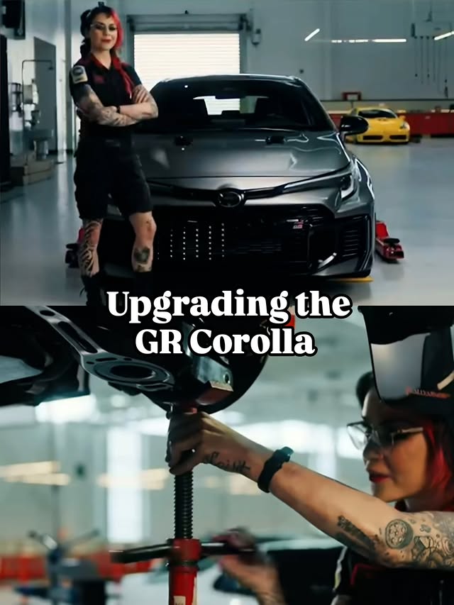 Instagram post by @pistonsandpixiedust for Toyota USA. Caption reads: Upgrading the GR Corolla with @toyotausa Genuine....