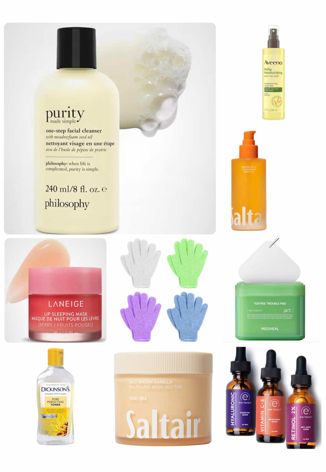 TikTok post by @kimandtommy for Saltair. Caption reads: Daily and nightly skin favorites coming through!....