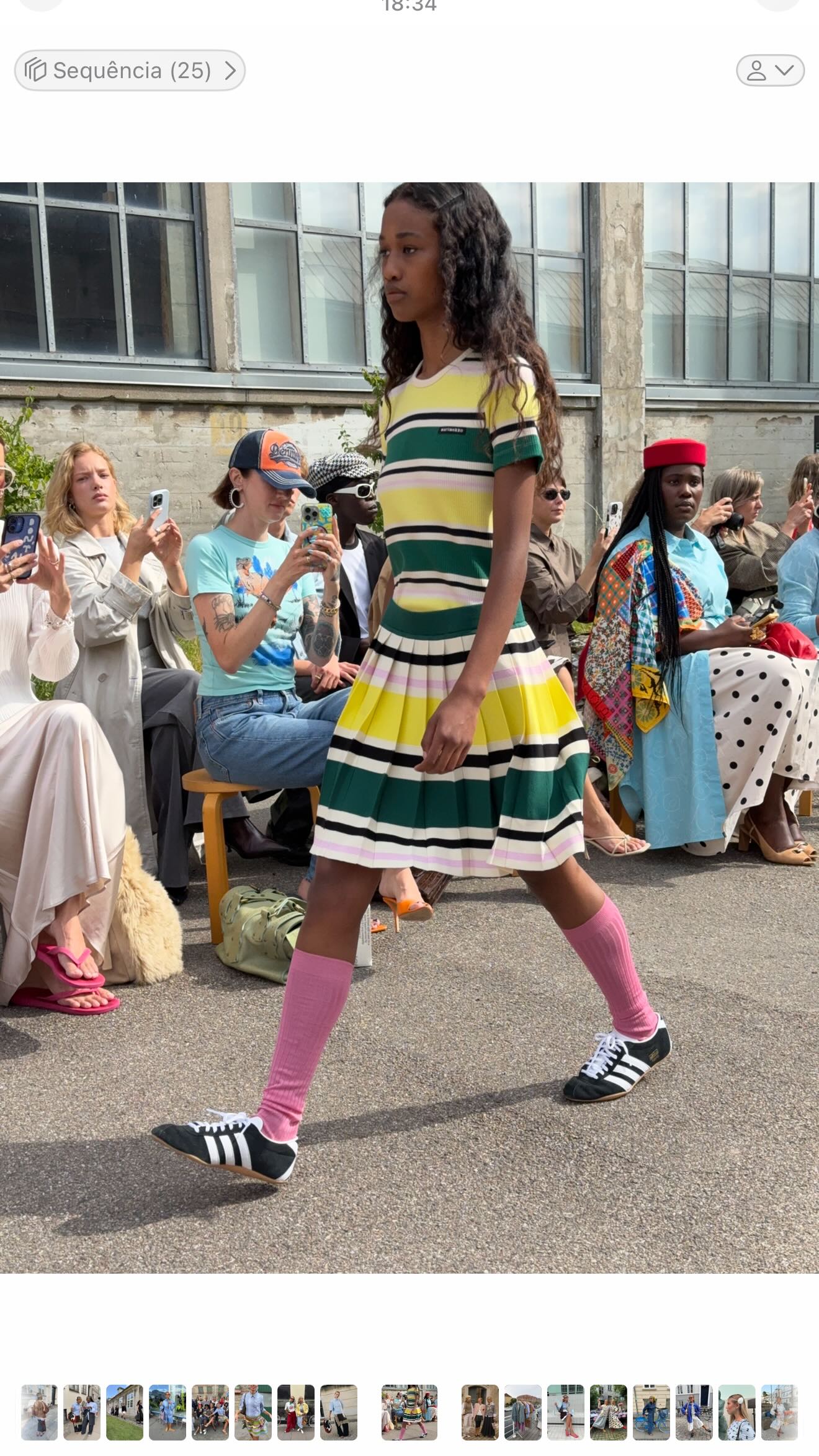 Instagram post by @ritamontezuma for Marimekko. Caption reads: When you have 5 minutes to get ready for a show 😭.