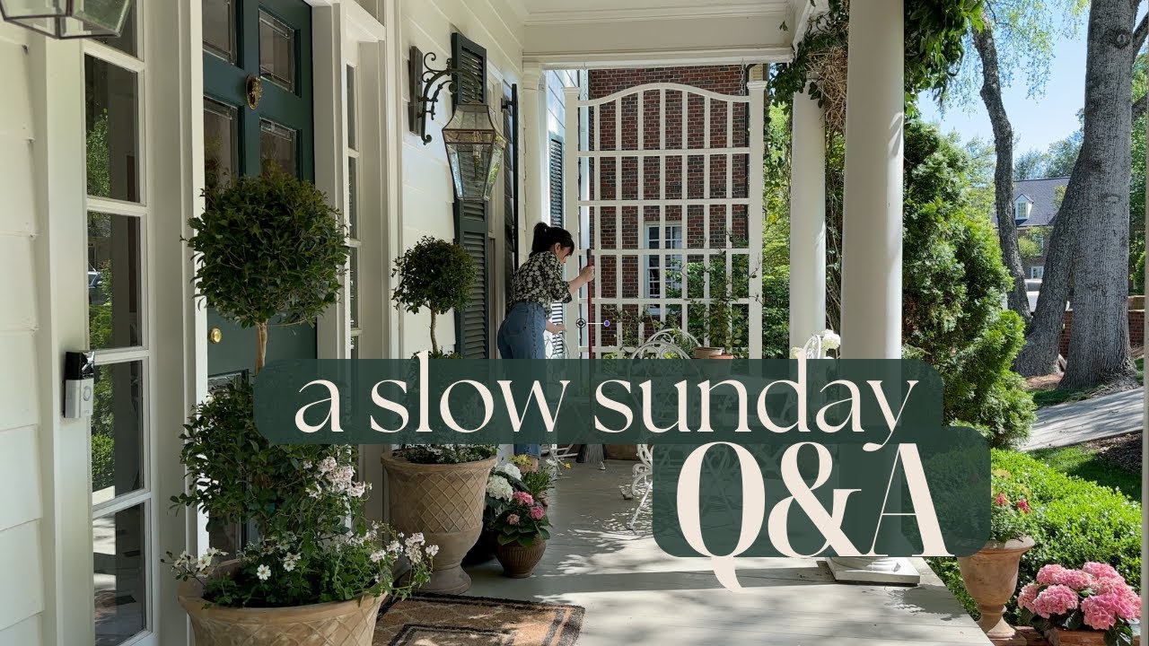 YouTube post by @PrettyinthePines for The Kitchn. Caption reads: A Slow Sunday at Home and a Q&A.