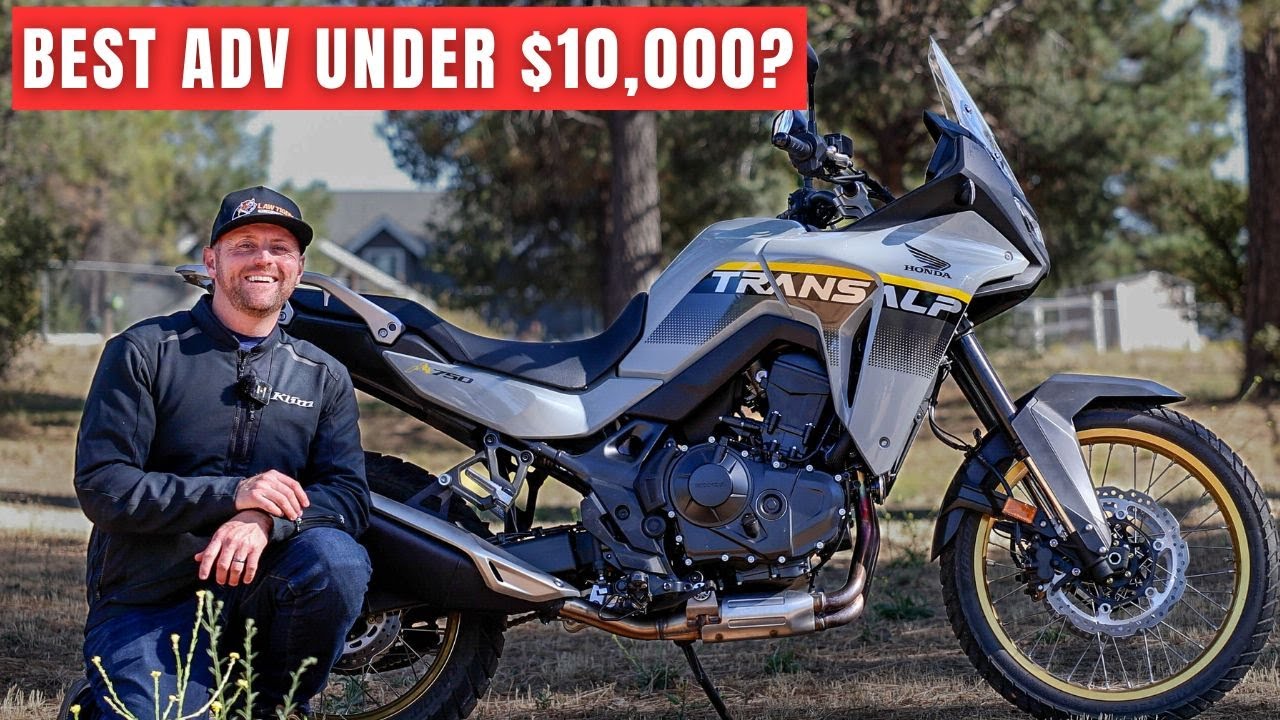YouTube post by @BigRockMoto for Mosko Moto. Caption reads: 2025 Honda Transalp 750 - Here's What's New &....