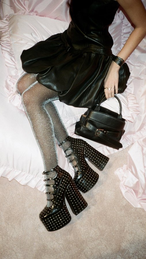 Instagram post by @ellamendelsohn for Marc Jacobs. Caption reads: The tights omg ✨ @marcjacobs.