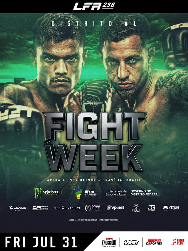 Instagram post by @herbeth_indiomma for Legacy Fighting Alliance. Caption reads: #LFA238 It’s Fight Week 🇧🇷 Brasília has become....