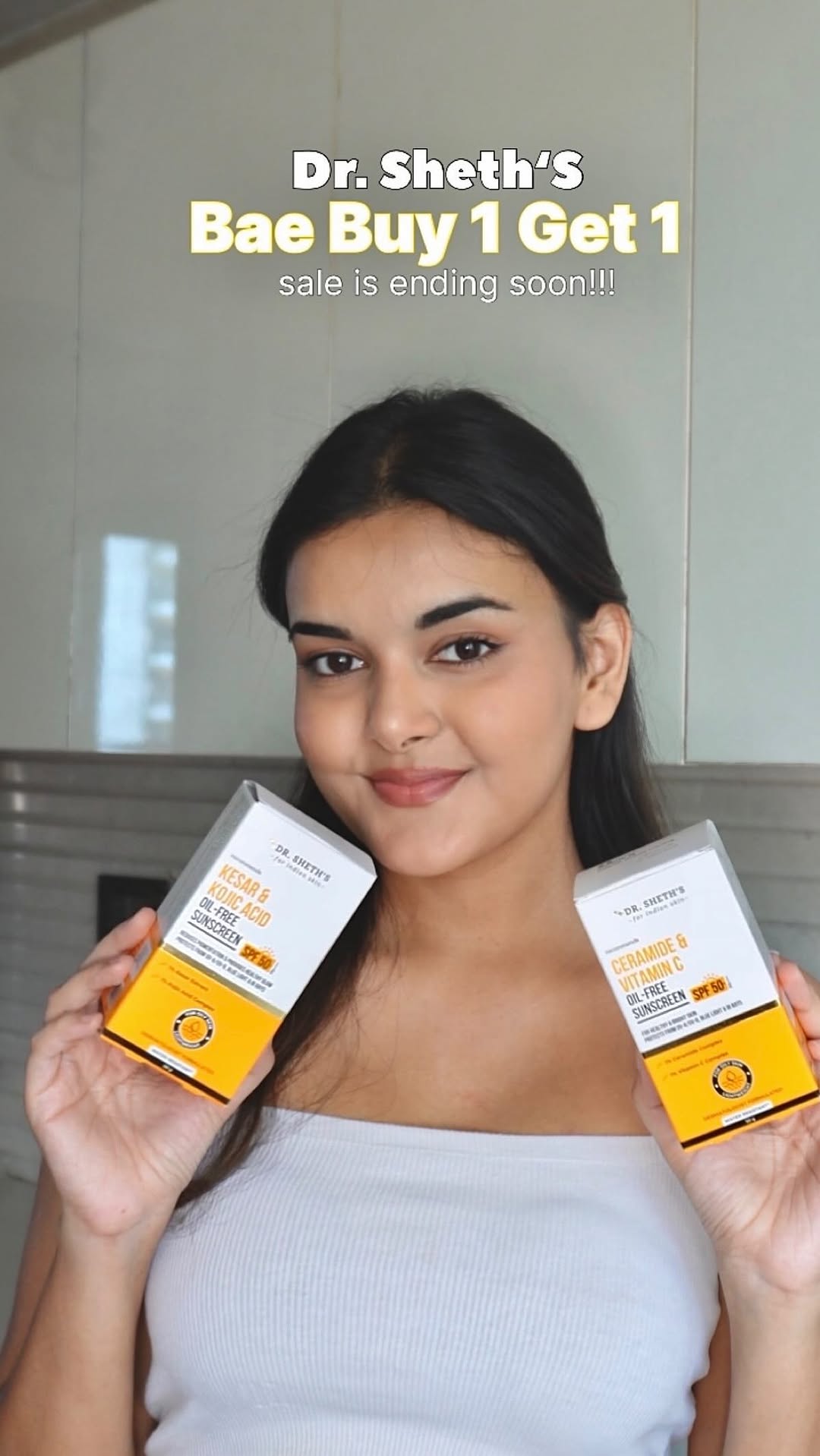 Instagram post by @saakshi.sr for Dr Sheths. Caption reads: @drsheths BAE Buy 1 Get 1 Sale is ending....