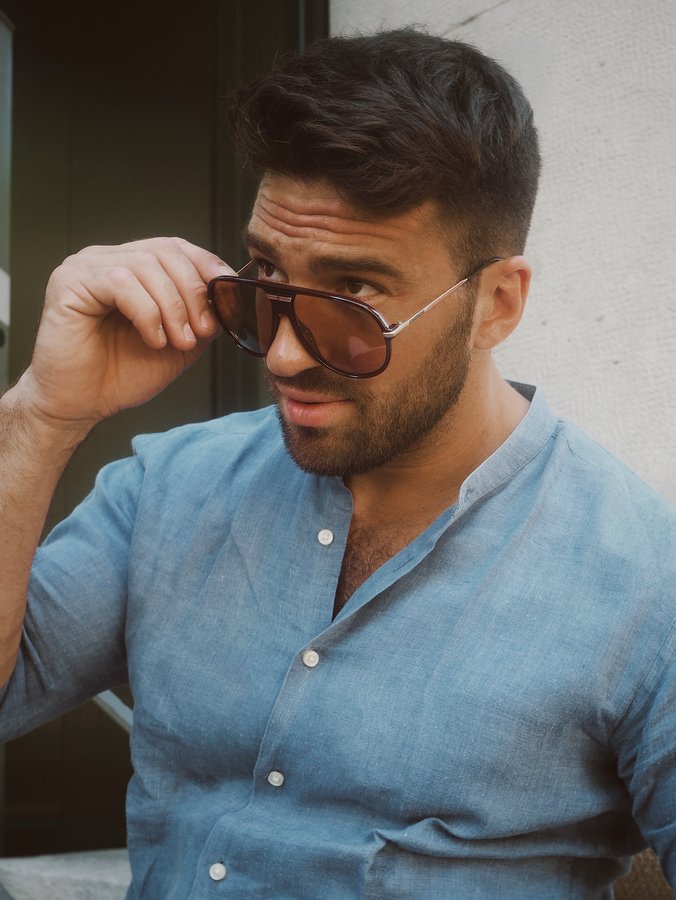 Instagram post by @alvise_rigo for Carrera Eyewear. Caption reads: [...] purpose 
@carrera 
@safilogroup....