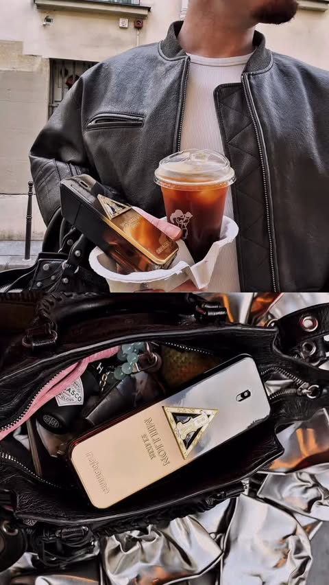Instagram post by @iamjameskebrev for rabanne. Caption reads: just part of the routine @rabanne coffee in one....