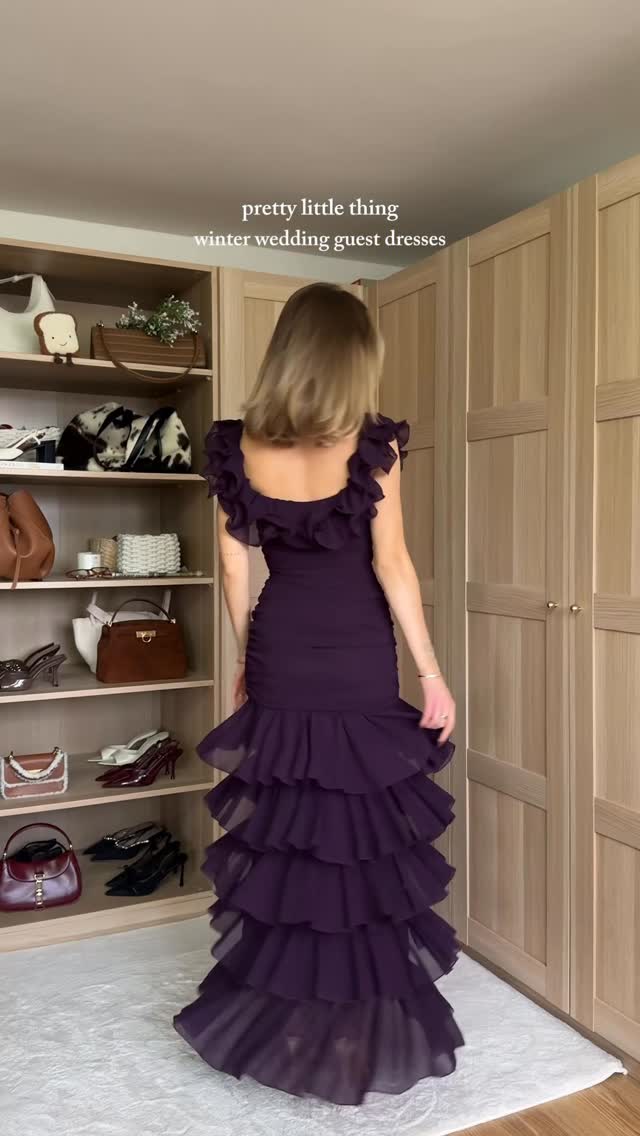 Instagram post by @summerjadestyle for PrettyLittleThing. Caption reads: Winter wedding guest dresses😭🥹

Comment SHOP....