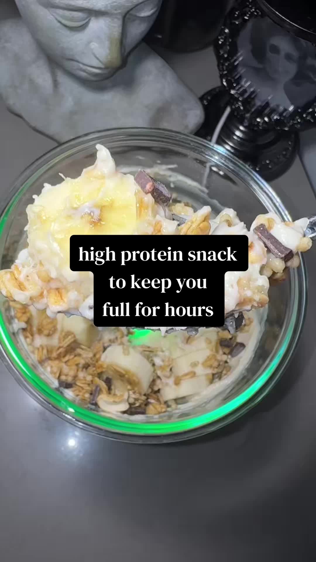 TikTok post by @ugcenchantress for Wellious. Caption reads: [...] good 👀 This protein yogurt bowl uses....