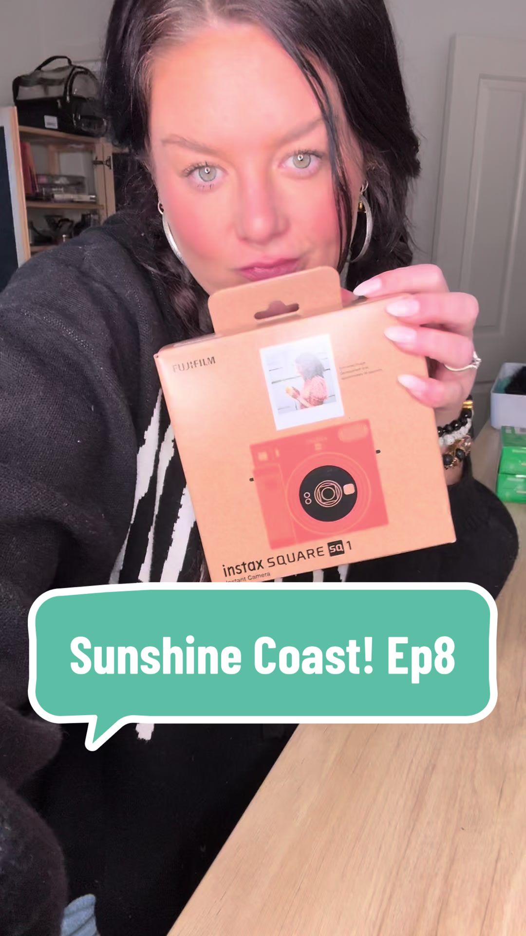 TikTok post by @jazflowers13 for Instax. Caption reads: Sunshine Coast! Ep 8! Instax camera for the win!....