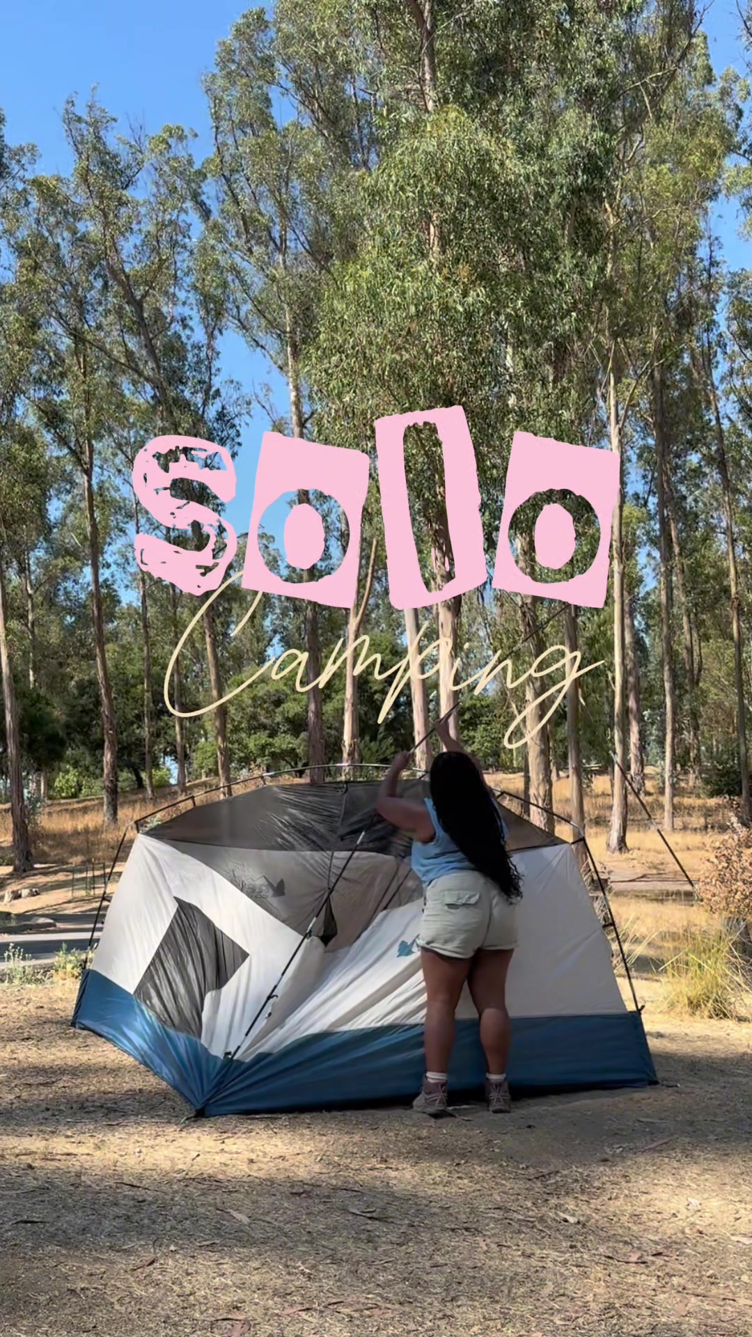 TikTok post by @laurenreneeee1 for REI. Caption reads: solo camping has been a huge goal of mine since I....