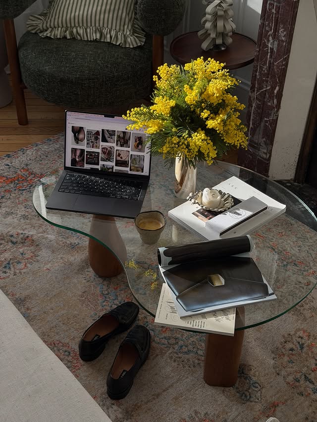 Instagram post by @lise_frt for Carel Paris. Caption reads: Working from home situation wearing @carelparis....