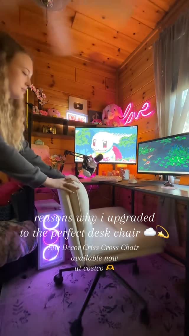 Instagram post by @makenziemarshall for ELLE DECOR. Caption reads: [...] 🌟☁️ #crisscross #crisscrosschair #ad....