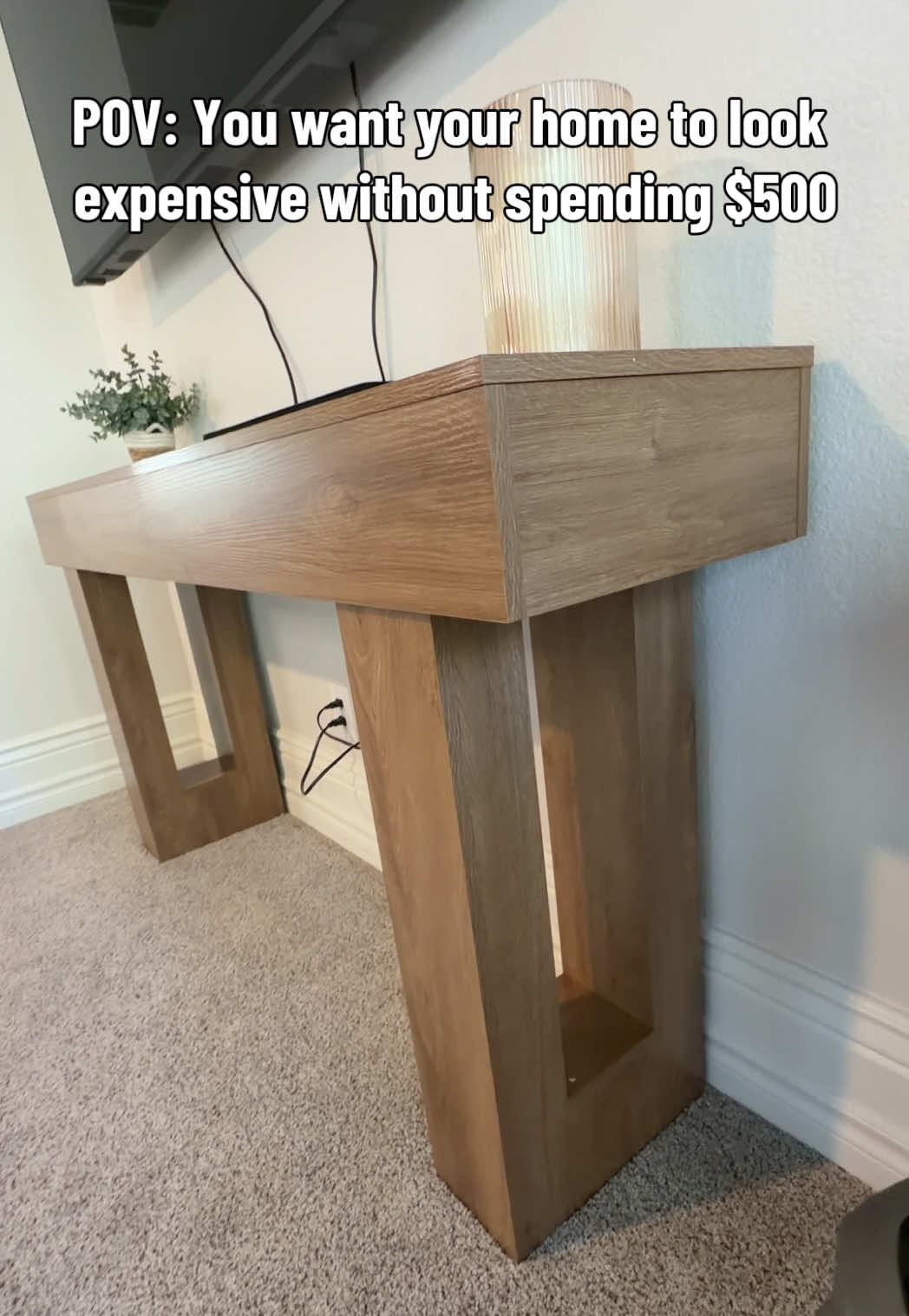 TikTok post by @kaycreates24 for Tribesigns. Caption reads: [...] #homemakeover #entrytable #homedecor....