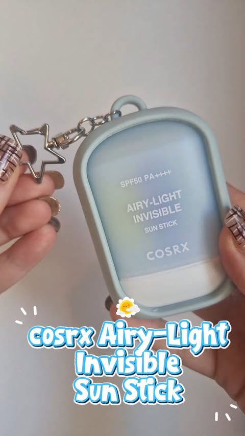 Instagram post by @xabby_ax for COSRX. Caption reads: @cosrx Airy Light Invisible sun stick 🌈 🌞 ☁️....