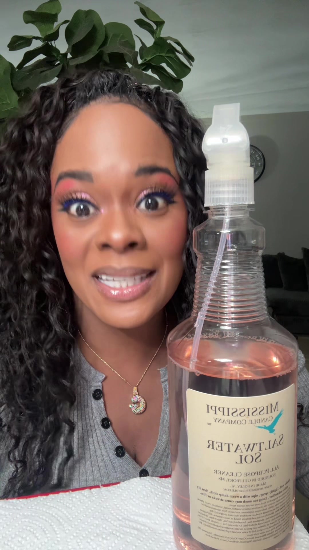 TikTok post by @cookingwithginayoung for Mississippi Candle Co.. Caption reads: Ocean-inspired cleaner with fresh coastal....