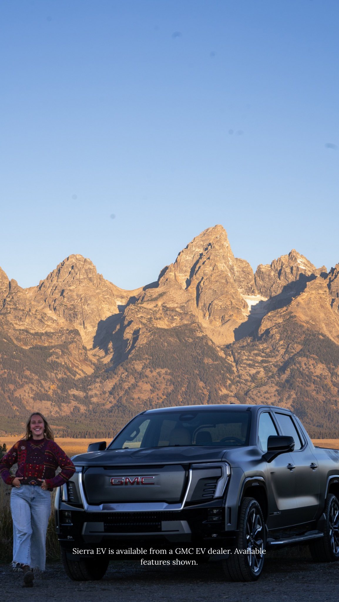 Instagram post by @nicolekauffmann for GMC. Caption reads: Made for moments like this - the #GMCSierraEV @gmc....