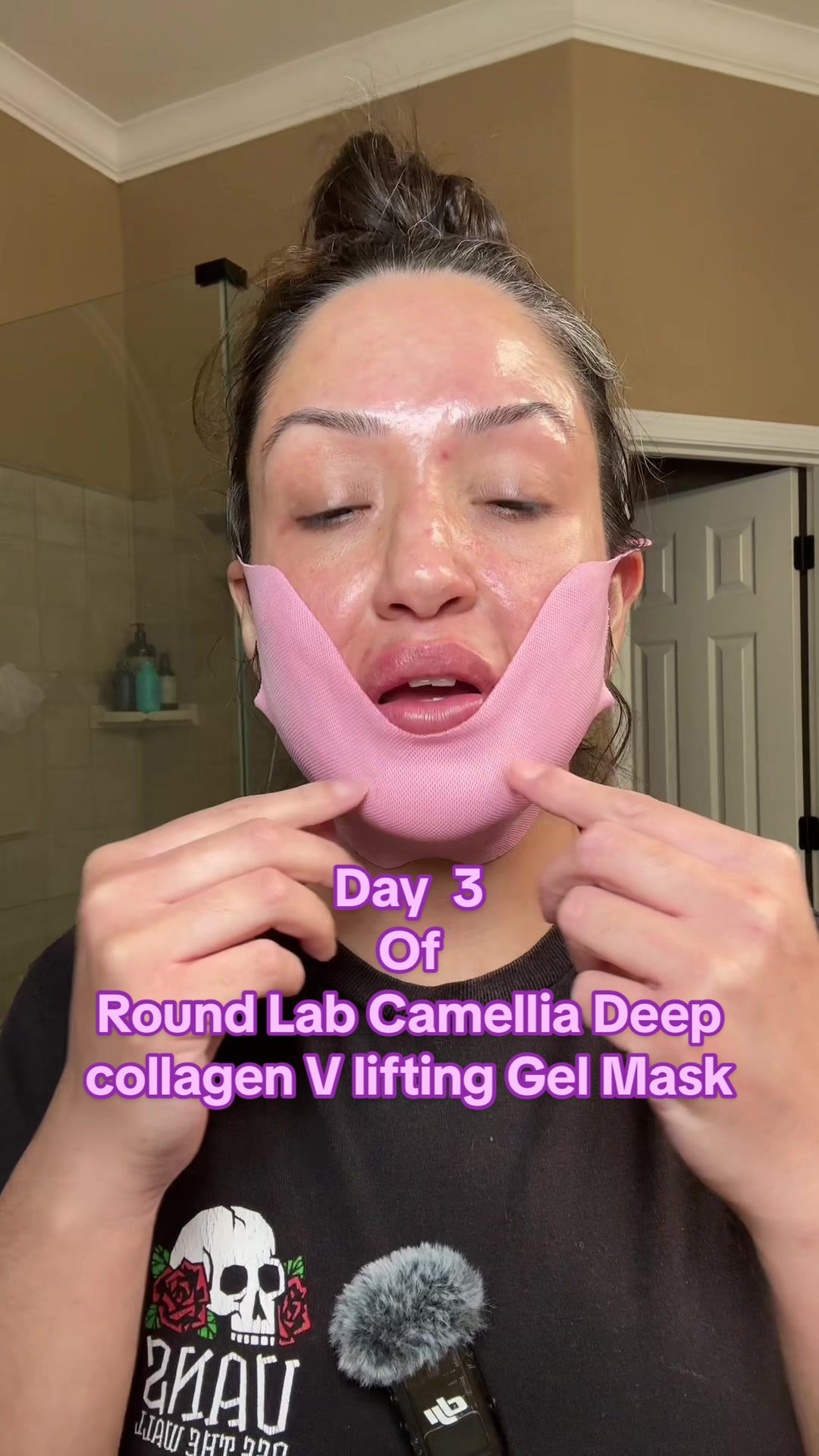 TikTok post by @pattythebaddyasmr for Round Lab. Caption reads: Trying the @ROUND LAB Camellia Deep Collagen V....