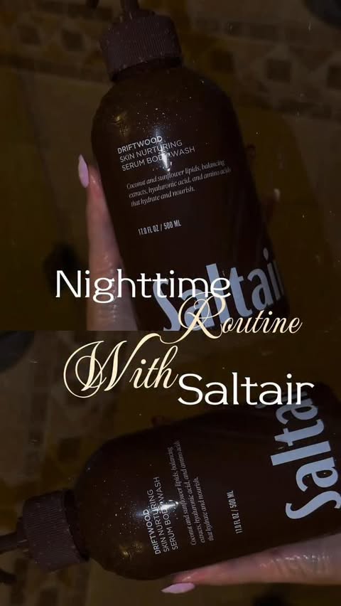 Instagram post by @fashmine for Saltair. Caption reads: Nighttime routine with @saltair 🧼🫧.