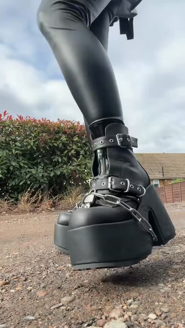 Instagram post by @inked_bone for Demonia Shoes. Caption reads: Todays Fit 🖤 
Shoes: @demonia.shoes 
Jersey:....