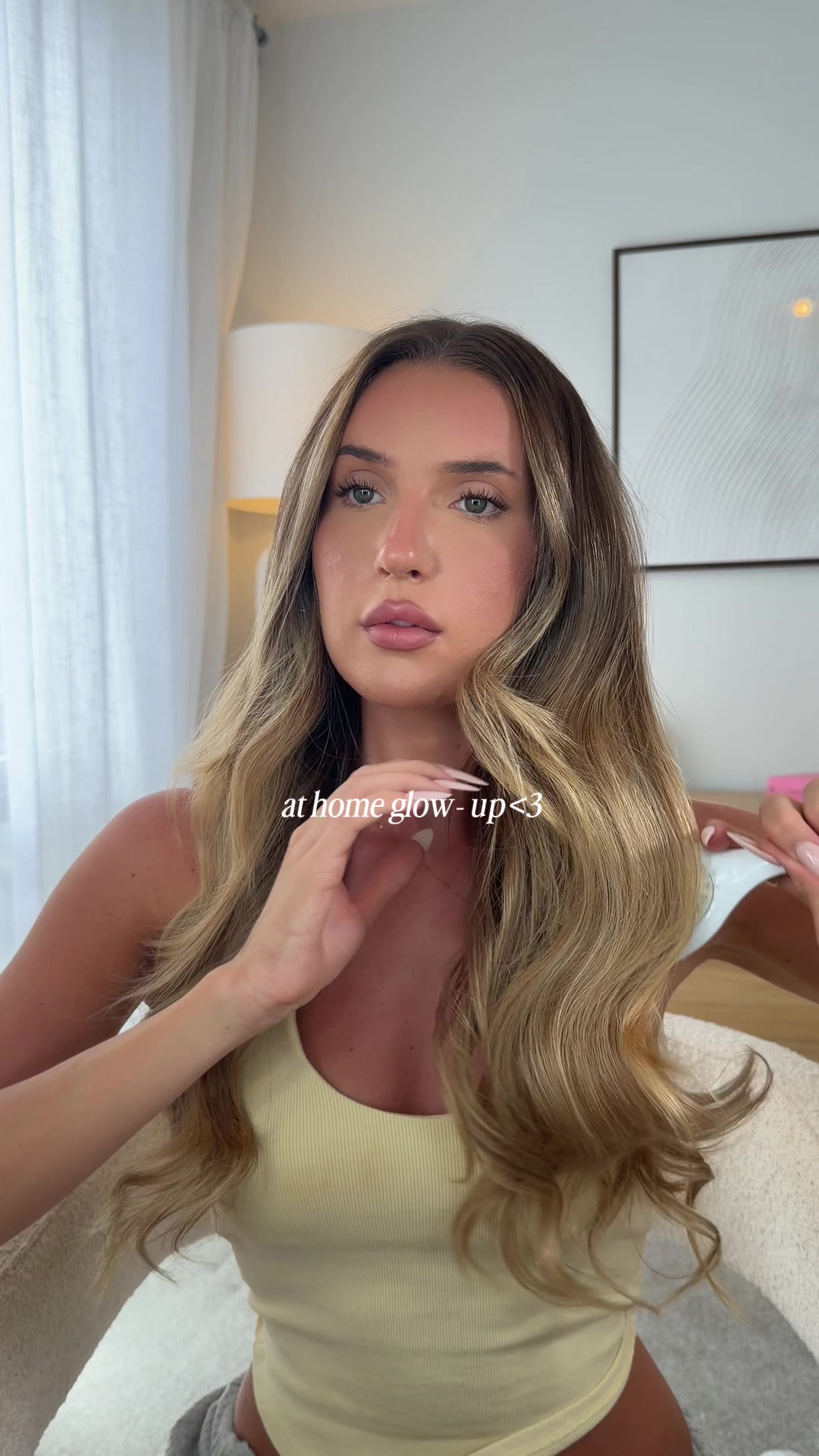 TikTok post by @bethanyfosbery for Beauty Works Professional. Caption reads: hair catfishing ✨ Hair Shade: st tropez , use code....