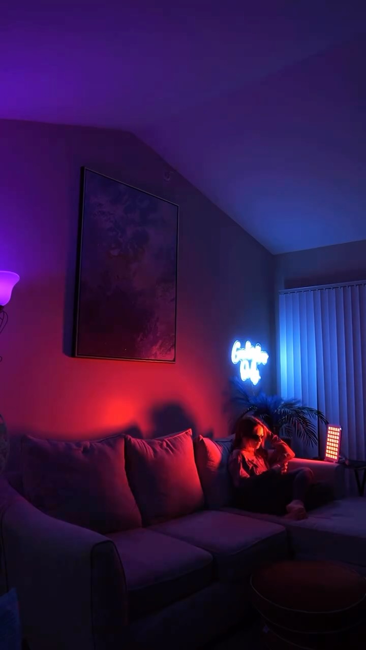 Instagram post by @breezyfbabyyyy for Nanoleaf. Caption reads: Red light therapy just got easier 🙌🏻

I have....